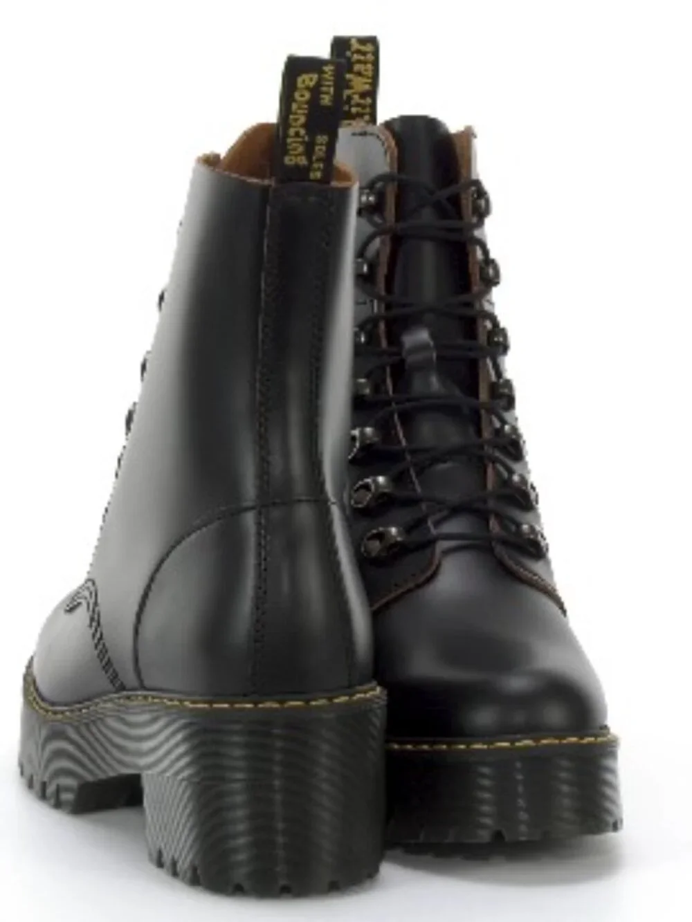 Leather Lace Up Ankle Bootie Heeled Boots Dr Martens Style